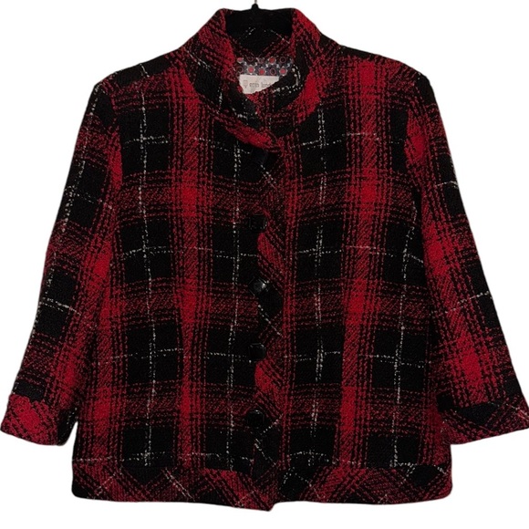 Vintage Erin London Plaid Tweed Blazer - Size Large - Picture 3 of 6